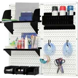 Wall Control Pegboard Hobby Craft Organizer Storage Kit, White/Black, 32" X 32" X 9"