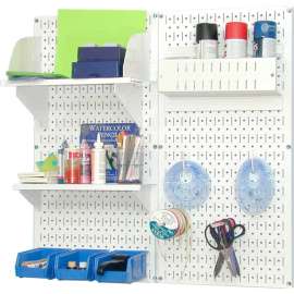 Wall Control Pegboard Hobby Craft Organizer Storage Kit, White, 32" X 32" X 9"
