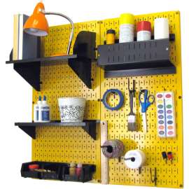 Wall Control Pegboard Hobby Craft Organizer Storage Kit, Yellow/Black, 32" X 32" X 9"