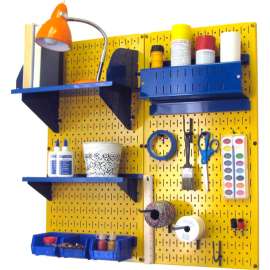 Wall Control Pegboard Hobby Craft Organizer Storage Kit, Yellow/Blue, 32" X 32" X 9"