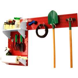 Wall Control Pegboard Garden Tool Board Organizer, Red/White, 48" X 32" X 9"