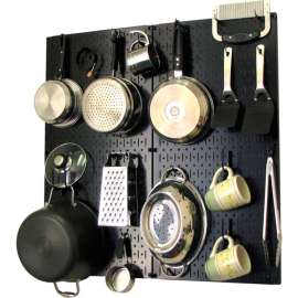 Wall Control Kitchen Pegboard Pack Storage & Organization Kit, Black, 32" X 32" X 6"