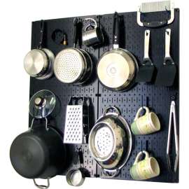 Wall Control Kitchen Pegboard Pack Storage & Organization Kit, Black/Blue, 32" X 32" X 6"