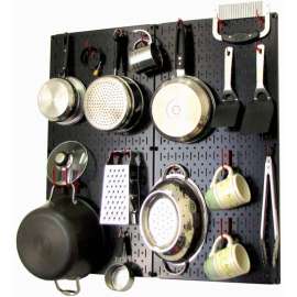 Wall Control Kitchen Pegboard Pack Storage & Organization Kit, Black/Red, 32" X 32" X 6"