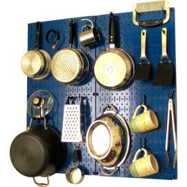 Wall Control Kitchen Pegboard Pack Storage & Organization Kit, Blue/Black, 32" X 32" X 6"