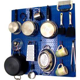 Wall Control Kitchen Pegboard Pack Storage & Organization Kit, Blue/Red, 32" X 32" X 6"