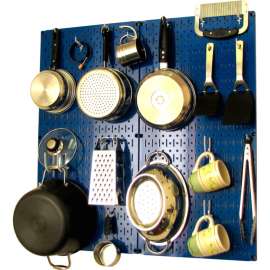 Wall Control Kitchen Pegboard Pack Storage & Organization Kit, Blue/White, 32" X 32" X 6"