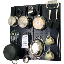 Wall Control Kitchen Pegboard Pack Storage & Organization Kit, Black/White, 32" X 32" X 6"