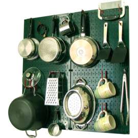 Wall Control Kitchen Pegboard Pack Storage & Organization Kit, Green/Red, 32" X 32" X 6"
