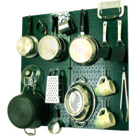 Wall Control Kitchen Pegboard Pack Storage & Organization Kit, Green/White, 32" X 32" X 6"