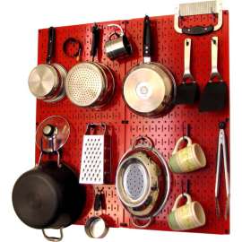 Wall Control Kitchen Pegboard Pack Storage & Organization Kit, Red/Blue, 32" X 32" X 6"