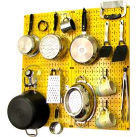 Wall Control Kitchen Pegboard Pack Storage & Organization Kit, Yellow/Blue, 32" X 32" X 6"