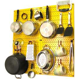 Wall Control Kitchen Pegboard Pack Storage & Organization Kit, Yellow/Red, 32" X 32" X 6"