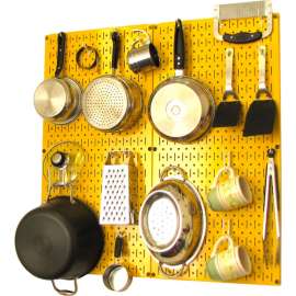 Wall Control Kitchen Pegboard Pack Storage & Organization Kit, Yellow/White, 32" X 32" X 6"