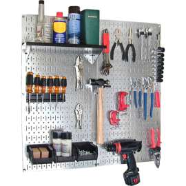 Wall Control Pegboard Utility Tool Storage Kit, Galvanized Black, 32" X 32" X 6"