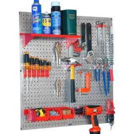 Wall Control Pegboard Utility Tool Storage Kit, Galvanized Red, 32" X 32" X 6"