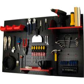Wall Control Pegboard Standard Tool Storage Kit, Black/Red, 48" X 32" X 9"
