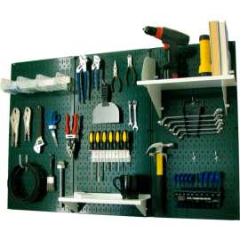 Wall Control Pegboard Standard Tool Storage Kit, Green/White, 48" X 32" X 9"