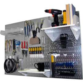 Wall Control Pegboard Standard Tool Storage Kit, Galvanized White, 48" X 32" X 9"