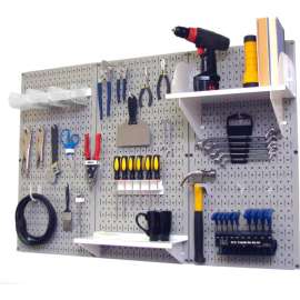 Wall Control Pegboard Standard Tool Storage Kit, Gray/White, 48" X 32" X 9"
