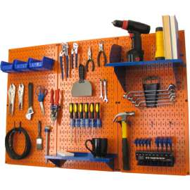 Wall Control Pegboard Standard Tool Storage Kit, Orange/Blue, 48" X 32" X 9"
