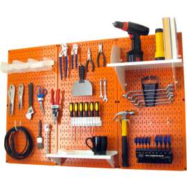 Wall Control Pegboard Standard Tool Storage Kit, Orange/White, 48" X 32" X 9"