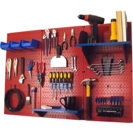Wall Control Pegboard Standard Tool Storage Kit, Red/Blue, 48" X 32" X 9"