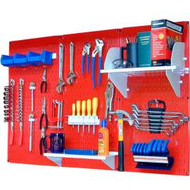 Wall Control Pegboard Standard Tool Storage Kit, Red/White, 48" X 32" X 9"