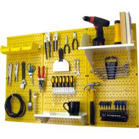 Wall Control Pegboard Standard Tool Storage Kit, Yellow/White, 48" X 32" X 9"