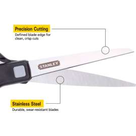 Stanley 8" All-Purpose Scissors, Black, 2/Pack