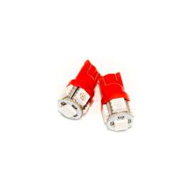 Race Sport T10 5050 LED 5 Chip Bulbs, Red, Pair, 12-24VDC