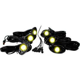 Race Sport 6 LED Glow Pod Kit w/ Brain Box IP68 12V w/ All Hardware, Yellow
