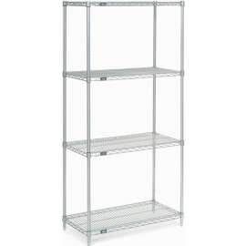 Nexel Poly-Z-Brite, 4 Tier, Wire Shelving Starter Unit, 36"W x 21"D x 86"H