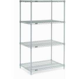 Nexel Poly-Z-Brite, 4 Tier, Wire Shelving Starter Unit, 24"W x 24"D x 63"H