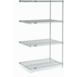 Nexel Poly-Z-Brite, 4 Tier, Wire Shelving Add-On Unit, 24"W x 18"D x 63"H