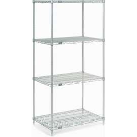 Nexel Poly-Z-Brite, 4 Tier, Wire Shelving Starter Unit, 24"W x 24"D x 74"H