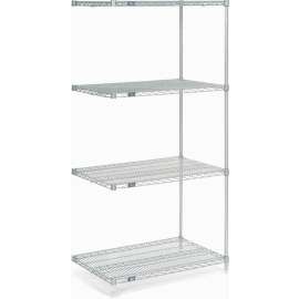 Nexel Poly-Z-Brite, 4 Tier, Wire Shelving Add-On Unit, 30"W x 21"D x 54"H