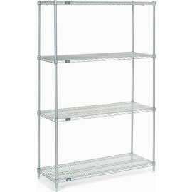 Nexel Poly-Z-Brite, 4 Tier, Wire Shelving Starter Unit, 48"W x 14"D x 86"H