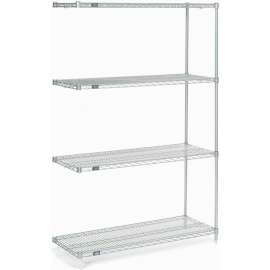 Nexel Poly-Z-Brite, 4 Tier, Wire Shelving Add-On Unit, 48"W x 14"D x 74"H