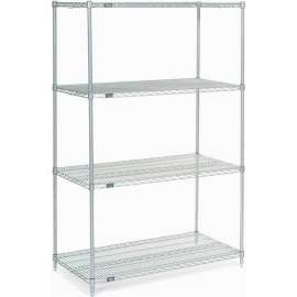 Nexel Poly-Z-Brite, 4 Tier, Wire Shelving Starter Unit, 48"W x 21"D x 54"H