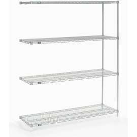Nexel Poly-Z-Brite, 4 Tier, Wire Shelving Add-On Unit, 72"W x 14"D x 54"H
