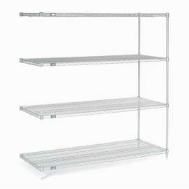 Nexel Poly-Z-Brite, 4 Tier, Wire Shelving Add-On Unit, 42"W x 18"D x 63"H