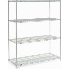 Nexel Poly-Z-Brite, 4 Tier, Wire Shelving Starter Unit, 54"W x 18"D x 54"H