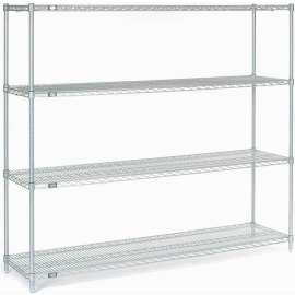 Nexel Poly-Z-Brite, 4 Tier, Wire Shelving Starter Unit, 72"W x 14"D x 63"H