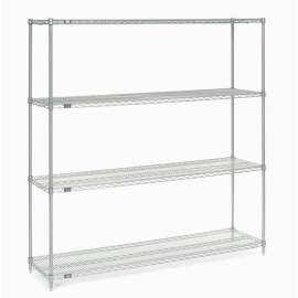 Nexel Poly-Z-Brite, 4 Tier, Wire Shelving Starter Unit, 72"W x 21"D x 74"H