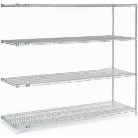 Nexel Poly-Z-Brite, 4 Tier, Wire Shelving Add-On Unit, 72"W x 24"D x 63"H