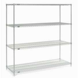 Nexel Poly-Z-Brite, 4 Tier, Wire Shelving Starter Unit, 72"W x 18"D x 54"H