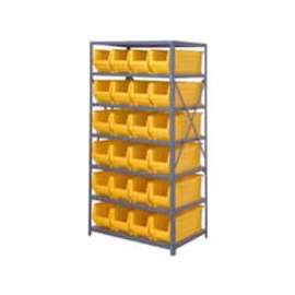 Quantum 2475-951 Steel Shelving with 24 24"D Hulk Hopper Bins Yellow, 24x36x75