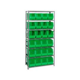 Quantum QSBU-265 Steel Shelving With 24 Giant Stacking Bins Green, 18x36x75