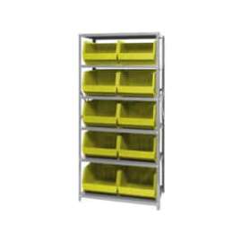Quantum QSBU-270 Steel Shelving With 10 Giant Stacking Bins Yellow, 18x36x75